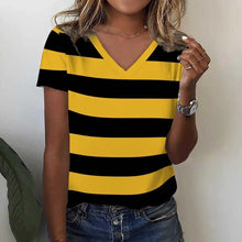 Load image into Gallery viewer, New Women's T-Shirts Funny Stripe Print Top Fashion Simple Pattern T Shirts for Women Summer Leisure Female Clothing Streetwear
