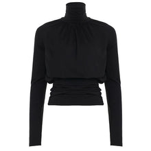 Load image into Gallery viewer, Elegant Black Turtleneck Tee Women
