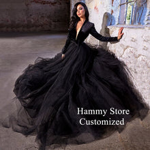 Load image into Gallery viewer, Black Gothic Bridal A-Line Gown
