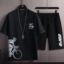 Load image into Gallery viewer, 2023 Summer Men's Tracksuit 2 Piece Set Fashion Casual Solid Short-Sleeved T-Shirt and Shorts Sport Suit Breathable Man Clothing
