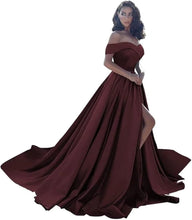 Load image into Gallery viewer, Simple Off Shoulder Satin Evening Gown
