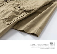 Load image into Gallery viewer, Workwear shirt for men summer loose and casual short-sleeved men American retro lapel coat trendy brand outdoor wear
