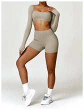 Load image into Gallery viewer, Summer 2PCS Yoga Suit Sports Set Women Quick-Dry Gym Set Women Tracksuit Running Workout Long Sleeve Sports Shirt Yoga Clothing
