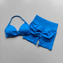 Load image into Gallery viewer, Yoga set for women, fitness, breathable, quick drying training, beautiful back, gathered underwear, high waist, hip lifting shor
