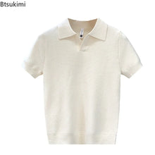 Load image into Gallery viewer, 2026 Men's Summer Polo Shirt Korean Style Slim Wrinkle Resistant Collar Solid Color T-Shirts Casual Thin Sleeve Trendy Knit Tops
