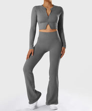 Load image into Gallery viewer, Yoga Shirt Woman Autumn Winter Ribbed Long Sleeve Sports Top Running Training Fitness Top Shockproof Zipper Yoga Tops Women

