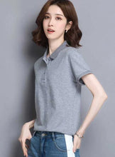 Load image into Gallery viewer, Minimal Button Polo Tee Women
