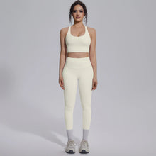 Load image into Gallery viewer, New Yoga Set for Woman Summer Gym Sports Running Bra Top Breathable Peach Buttocks Women Leggings Solid Color Yoga Set
