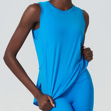 Load image into Gallery viewer, Yoga Sport Top Women Gym T Shirt Workout Clothing Wear Loose Cover Hip Shirt Quick Dry Vest Cropped Blouse Cool Tank Tops
