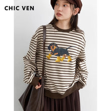Load image into Gallery viewer, Striped Dog Print Loose Tee
