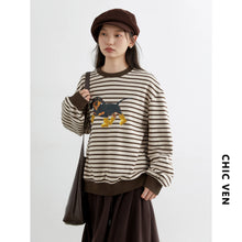 Load image into Gallery viewer, Striped Dog Print Loose Tee
