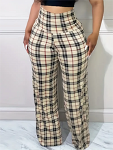 Load image into Gallery viewer, Women's Plaid Wide Leg Pants  High Waist Casual Loose Trousers for Spring   Summer
