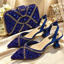 Load image into Gallery viewer, Pointed Toe High Heels Shoes and Matching Bag Set Women Fashion PU Leather Pumps Shoulder Bag Party Wedding Dress Footwear Handb
