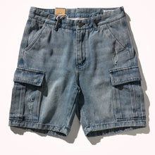 Load image into Gallery viewer, Retro Denim Utility Knee Shorts
