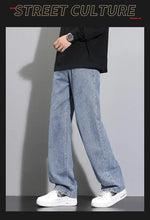 Load image into Gallery viewer, 2026 New Korean Men's Casual Long Jeans Classic Man Straight Denim Wide-leg Pants Solid Color Light Blue Grey Black
