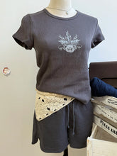 Load image into Gallery viewer, Letter Print Ribbed T-shirts Women Summer Casual Simple Cotton Soft Short Sleeve Tees Vintage Chic Slim Y2K Tshirts
