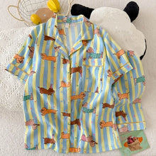 Load image into Gallery viewer, Star Striped Dog Print Kawaii Pajamas for Women Y2K Fashion Lapel Neck Women's Pajamas Summer New Sweet Cute Home Wear Woman
