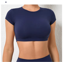 Load image into Gallery viewer, Sports Muscle Back Tee Without Padded Women Backless Sports Shirts Workout Gym Training Yoga T-Shirt Outdoor Open Back Tops
