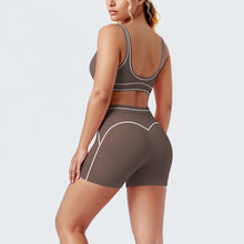 Load image into Gallery viewer, New Woman Yoga Set Color Blocking Sexy Sport Bra Yoga Underwear with Chest Pad High Waist Stripe Running Fitness Shorts Yoga Set
