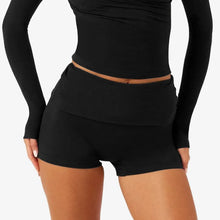 Load image into Gallery viewer, C-B Women's Yoga Set: Long-sleeved V-neck T-shirt &amp; High-waisted Cuffed Shorts &amp; Leggings, Suitable for Gym Workouts.
