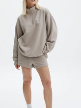 Load image into Gallery viewer, Velvet Zip Sweatshirt Shorts Set
