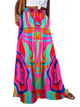 Load image into Gallery viewer, Women's Bohemian Skirts Vintage Elastic High Waist A-Line Skirts Tiered Long Skirts with Pockets
