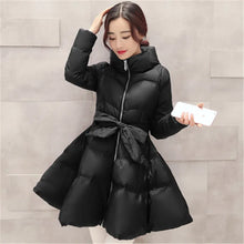 Load image into Gallery viewer, 2023 New Fashion Winter Coats Women Warm Outerwea Cotton Padded Jackets Womens Clothing Belt Zipper Parkas Femme A-word Jacket
