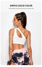 Load image into Gallery viewer, Women Sports Bra Push Up Fitness Bras One Shoulder Shockproof Yoga Bra Black White Yoga Running Bra Sexy Vest
