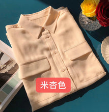 Load image into Gallery viewer, Women Real Silk Shirts Classic Double Pockets Solid Color Casual Fashion Long Sleeve Thin Shirt Blouses Tees

