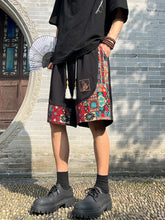 Load image into Gallery viewer, Men's ethnic embroidery pattern shorts with pockets, summer casual drawstring shorts, suitable for outdoor and beach casual wear
