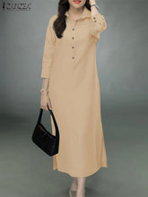 Load image into Gallery viewer, Elegant Lapel Solid Midi Dress
