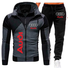 Load image into Gallery viewer, Tracksuit Audi Car Logo Print Sportswear 2 Pieces Sets Warm Fleece Clothing Hooded Sweatshirt+Pants Sport Suit Audi Men Clothing
