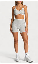 Load image into Gallery viewer, Women Leopard Print 2 Piece Yoga Set High Waist Butt Lift Biker Shorts Adjustable Strap Sports Bra Gym Workout Activewear
