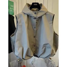 Load image into Gallery viewer, Women Hooded Vests Coats Single Breasted Loose Casual Tops Spring Autumn Korean Simple All-match Breathable Waistcoat
