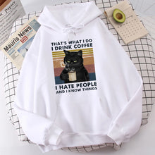 Load image into Gallery viewer, Men's fashion hoodie, high-quality cat drinking coffee print hoodie, fashionable casual hoodie, Harajuku hoodie
