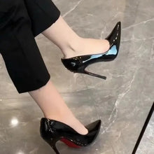 Load image into Gallery viewer, High Heels Women's Slim Heels New Stunning and Sexy Wedding Shoes Black Patent Pointed Single Shoes High Heels Туфли Женские

