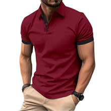 Load image into Gallery viewer, Men's Polo Shirt Short Sleeve Casual Slim Fit Color Blocking T-shirts England Style Streetwear Polos for Men's Fashion
