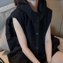 Load image into Gallery viewer, Women Hooded Vests Coats Single Breasted Loose Casual Tops Spring Autumn Korean Simple All-match Breathable Waistcoat
