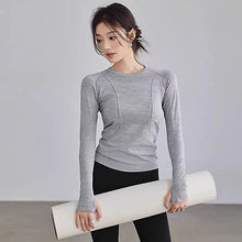 Load image into Gallery viewer, Yoga Clothes for Women, Sports Tops, Round Neck, Seamless, Slim, Running Shirt Fitness Workout Long Sleeves Gym T Shirt, Winter

