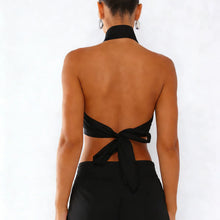 Load image into Gallery viewer, Women Button up Halter Tops Summer Trendy Lapel Tie up Backless Shirts for Streetwear Aesthetic Grunge Clothes
