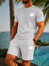 Load image into Gallery viewer, Men's 2-Piece Tracksuit Casual Sportswear Set Short Sleeve T-Shirt + Shorts Quick Dry Breathable Gym Fitness Running Outfit

