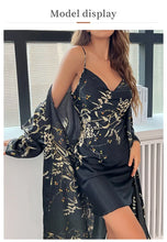 Load image into Gallery viewer, 2-pcs Women's Nightgown Women's Pajamas Satin Dress Sexy Slip Dress Women's Silk Robe Satin Woman Nightie Home Suit for Women
