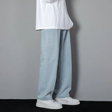 Load image into Gallery viewer, 2026 New Korean Men's Casual Long Jeans Classic Man Straight Denim Wide-leg Pants Solid Color Light Blue Grey Black
