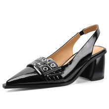 Load image into Gallery viewer, Women Buckle Slingback Block Heel Pumps
