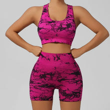 Load image into Gallery viewer, Women Seamless Tie Dye Yoga Set Quick Dry Sports Bra Shorts Lightweight Breathable Workout Outfit
