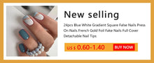 Load image into Gallery viewer, False Nail Full Cover Fake Nail Pink Glitter Wearable French Short Nails Square Head False Nail Press On Nails Manicure Tool
