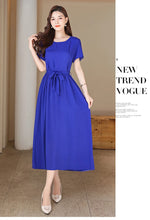 Load image into Gallery viewer, New Fashion Summer Dresses For Women 2025 Elegant Casual Short Sleeve Midi Dress Soild Colour Women Clothing
