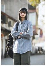 Load image into Gallery viewer, Retro Striped Workwear Shirt Women
