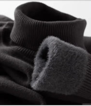 Load image into Gallery viewer, Men’s Thermal Fleece High-Neck Knitted Sweater
