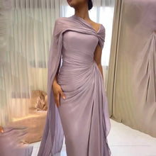 Load image into Gallery viewer, Lilac Draped One Shoulder Evening Gown
